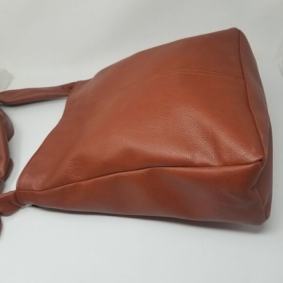 Brown Soft Faux Leather Shoulder Hobo Like Bag - Picture 12 of 13